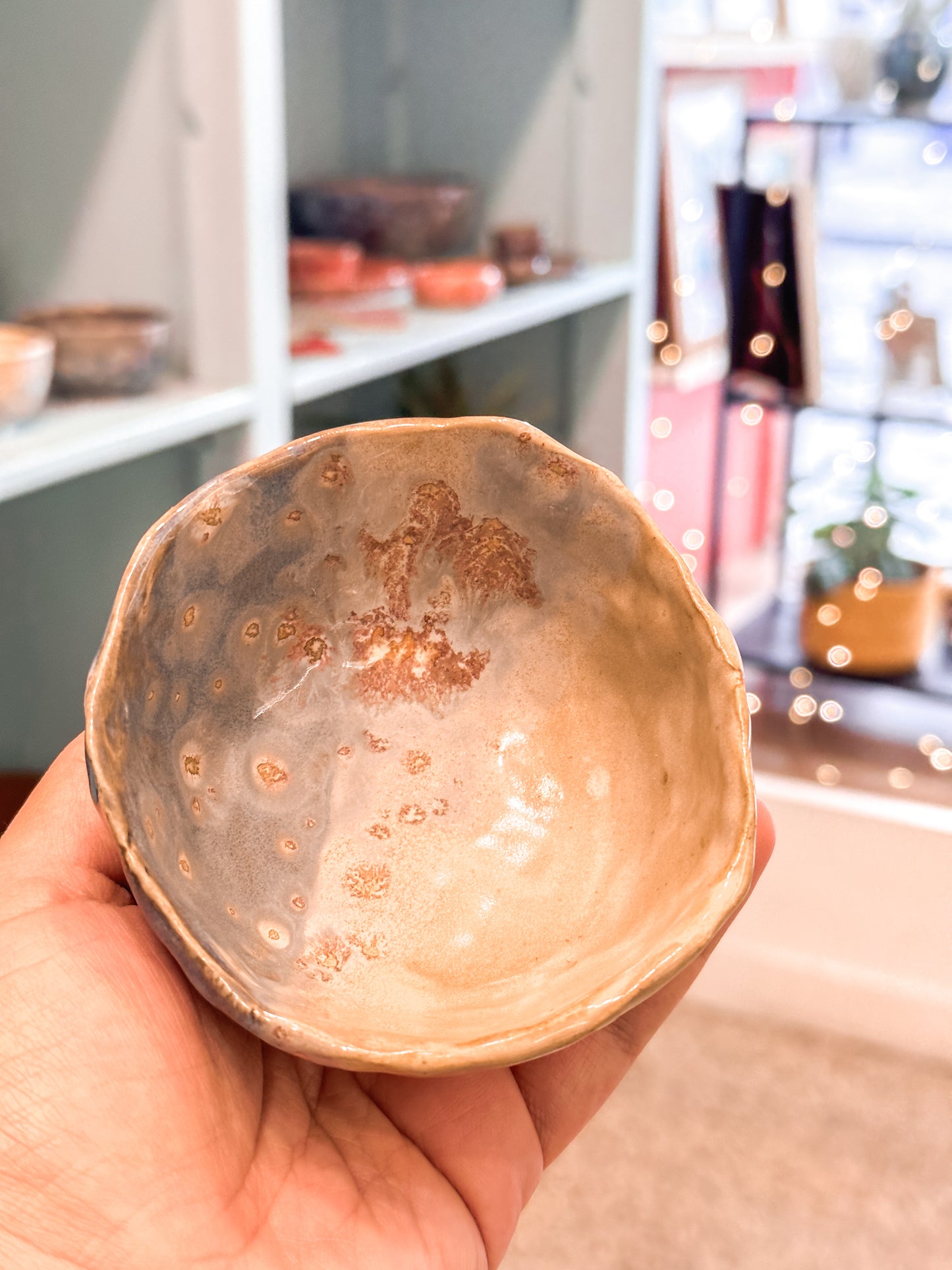rustic ceramic bowl | blue and beige
