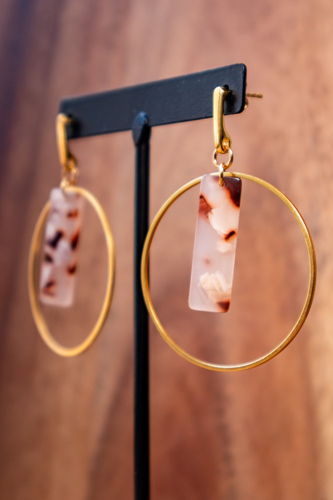 Earrings by FeSendra | gold plating, stainless steel, and acetate colors