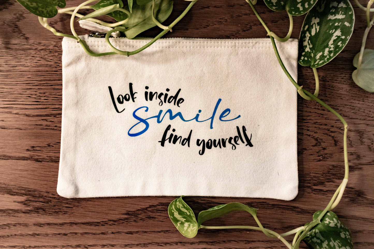 Smile - Funny Cotton Zipper Pouch for Travel, Makeup, toiletries, documents, snack, and more