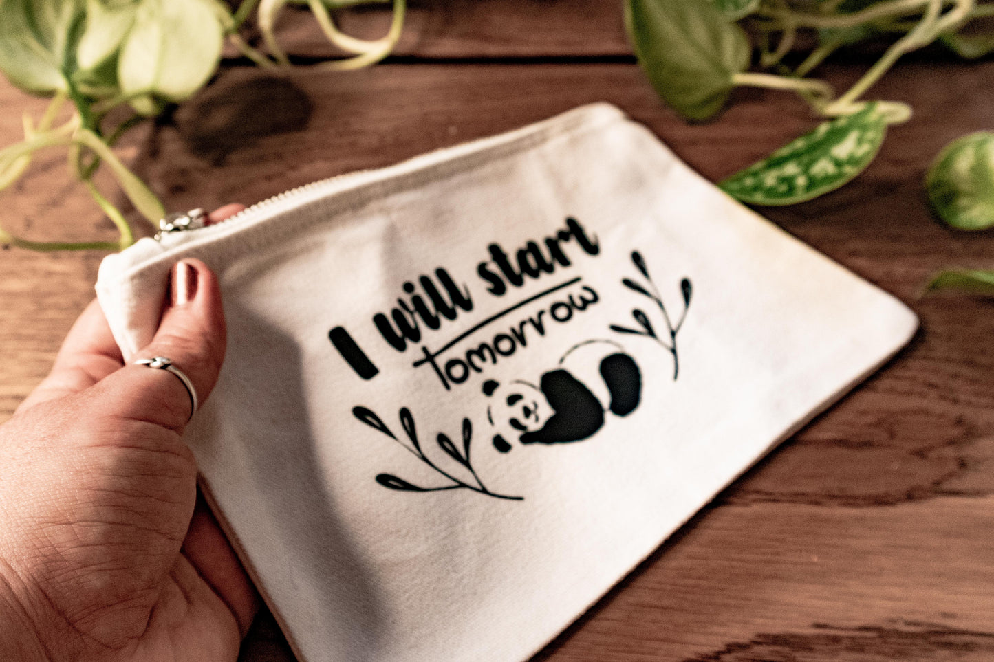 Panda - Funny Cotton Zipper Pouch for Travel, Makeup, toiletries, documents, snack, and more