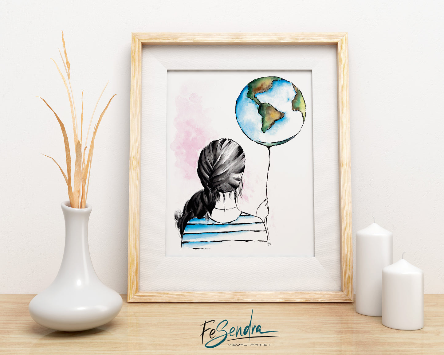 Printed Poster - The girl and the world by FeSendra