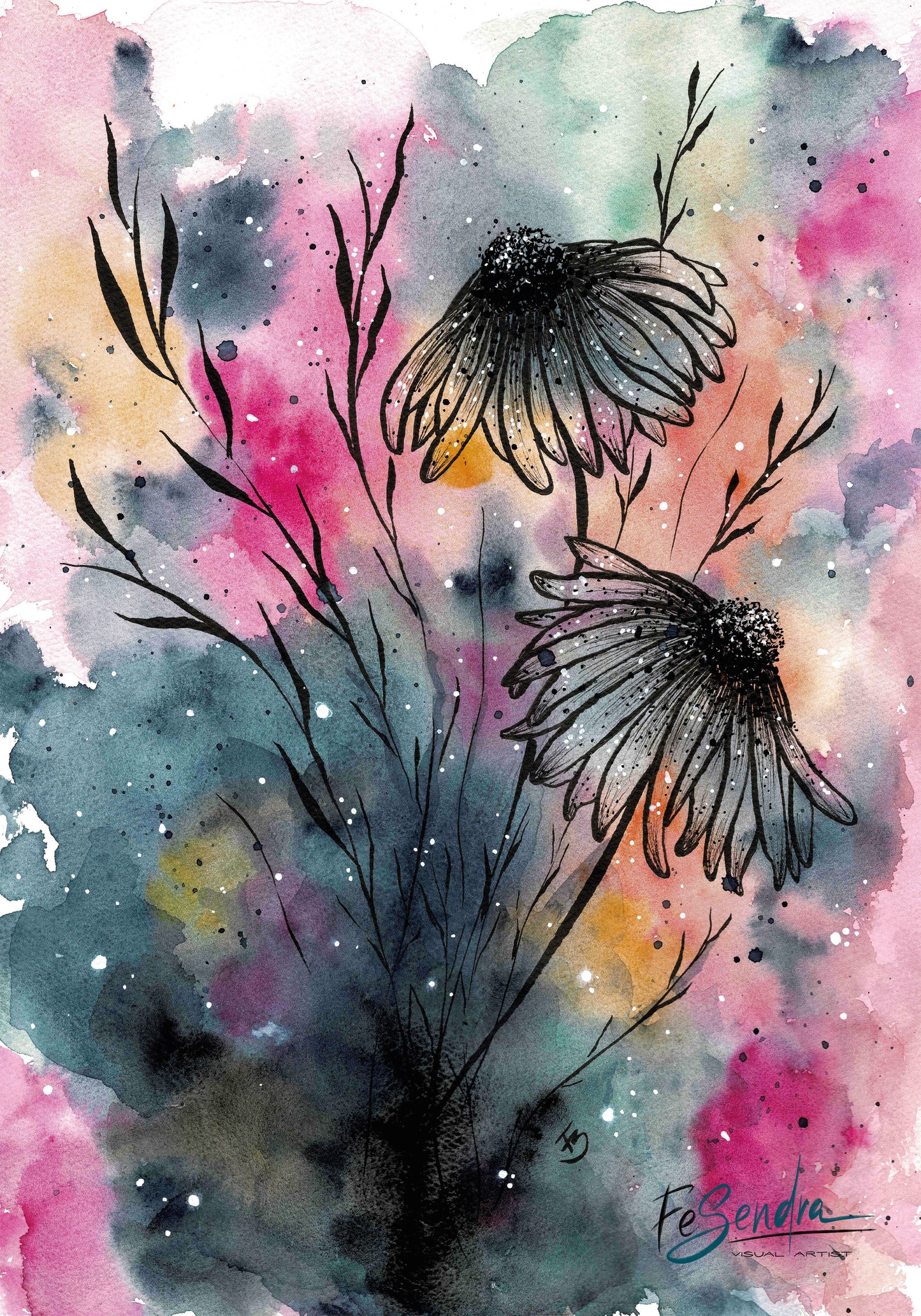 Printed Poster - Flowers and colors by FeSendra