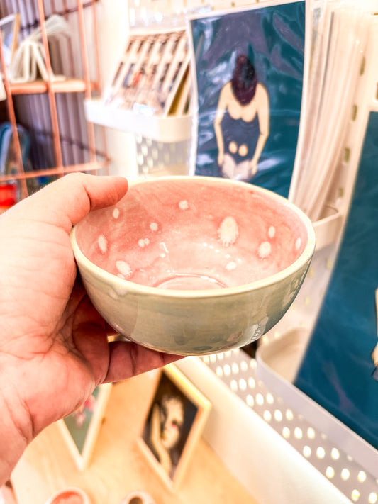 Unique ceramic bowl - Handmade by FeSendra | turquoise and pink