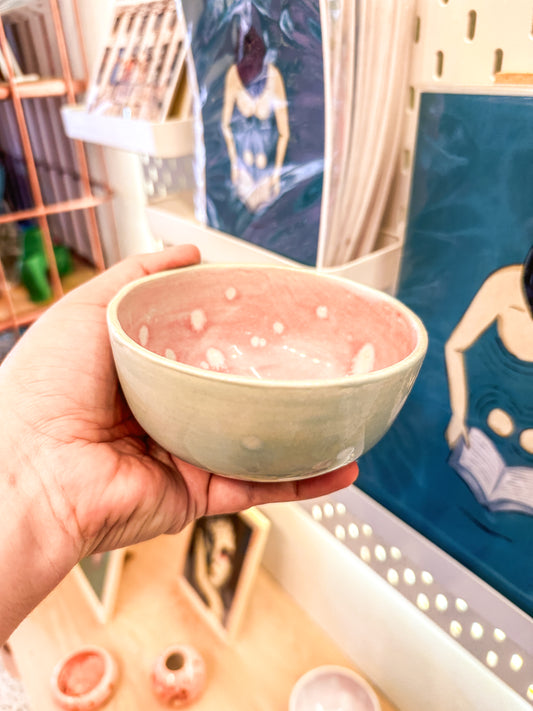 Unique ceramic bowl - Handmade by FeSendra | turquoise and pink
