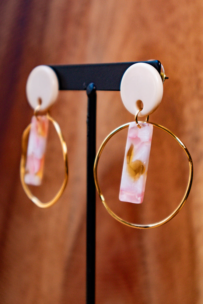Earrings by FeSendra | gold plating, stainless steel, and acetate colors