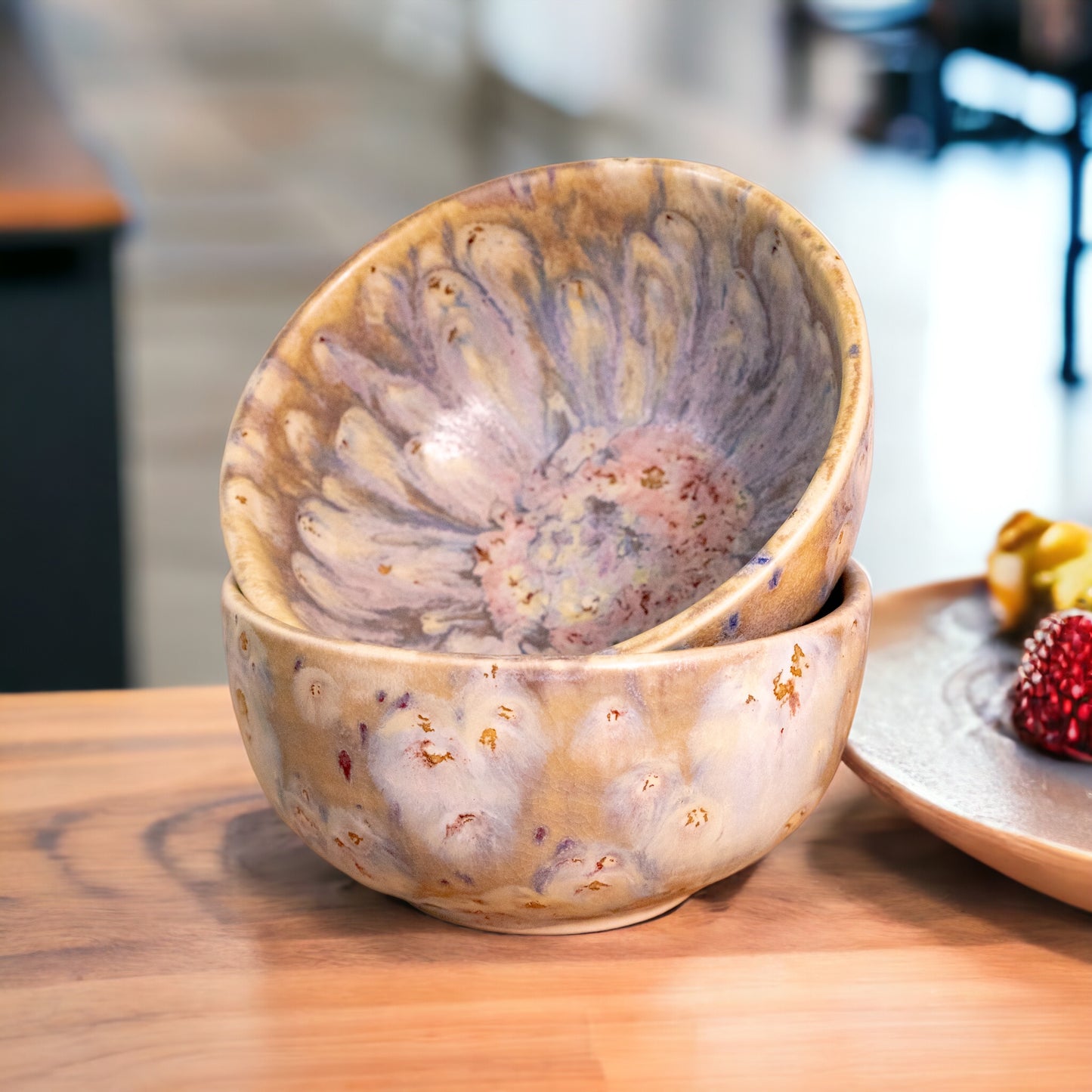 Unique ceramic bowl - Handmade by FeSendra | blue and beige