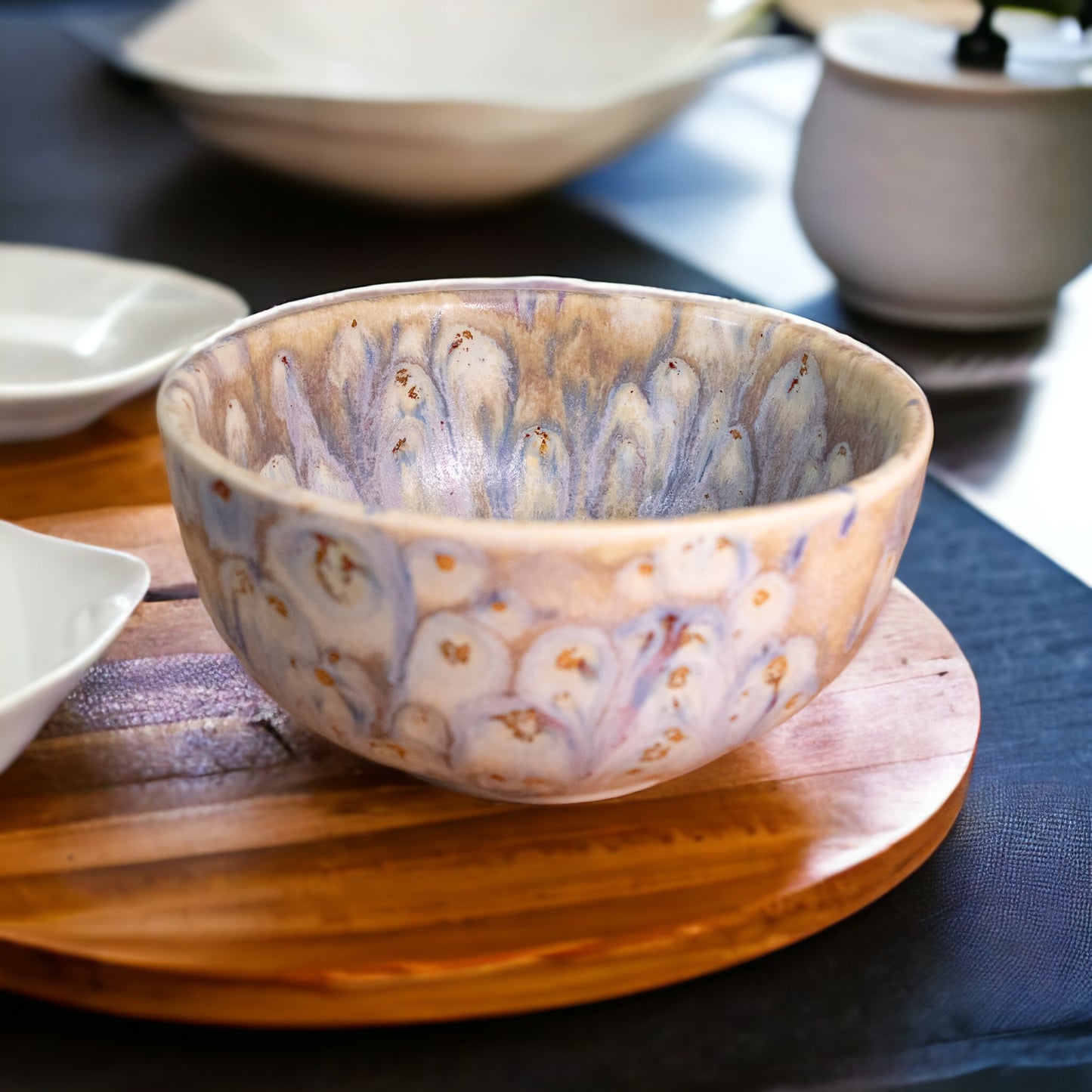 Unique ceramic bowl - Handmade by FeSendra | blue and beige