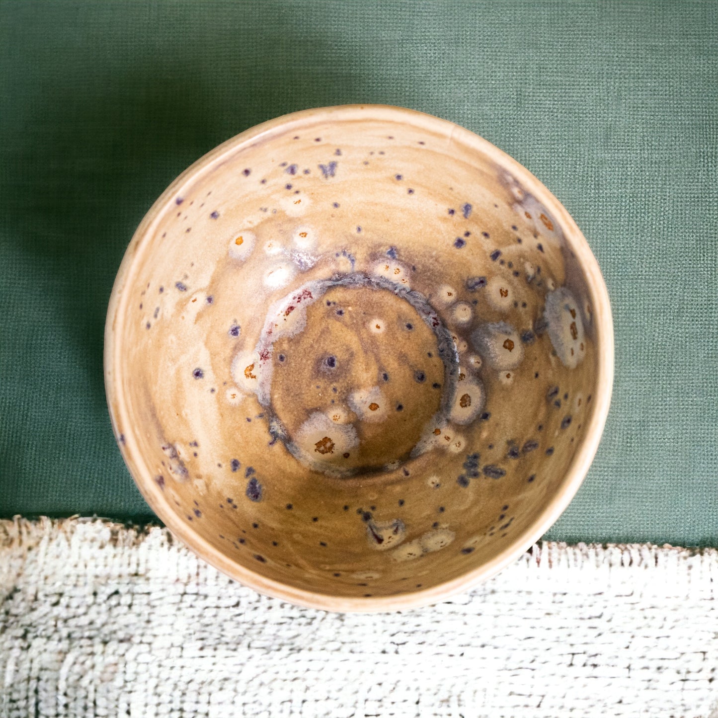 Unique ceramic bowl - Handmade by FeSendra | beige and blue