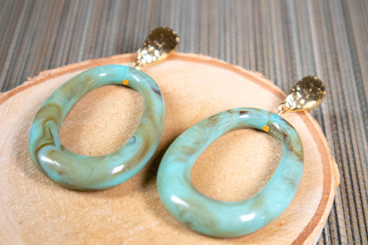 Earrings by FeSendra | Doré et turquoise marbré