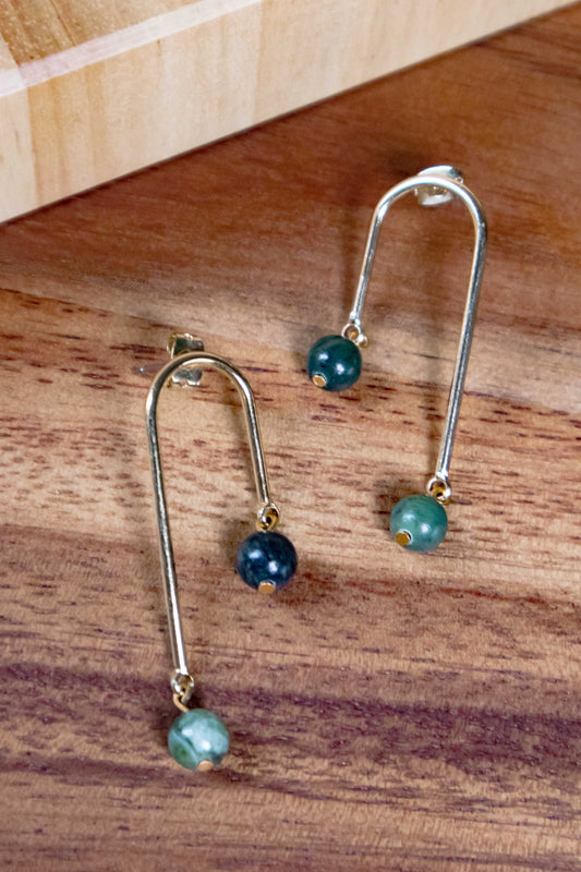 Earrings by FeSendra | Brass light gold + light and dark green