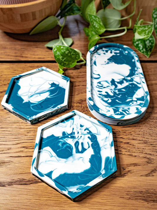 Decorative Eco Resin coaster | tray | KIT | Jesmonit | Marbled