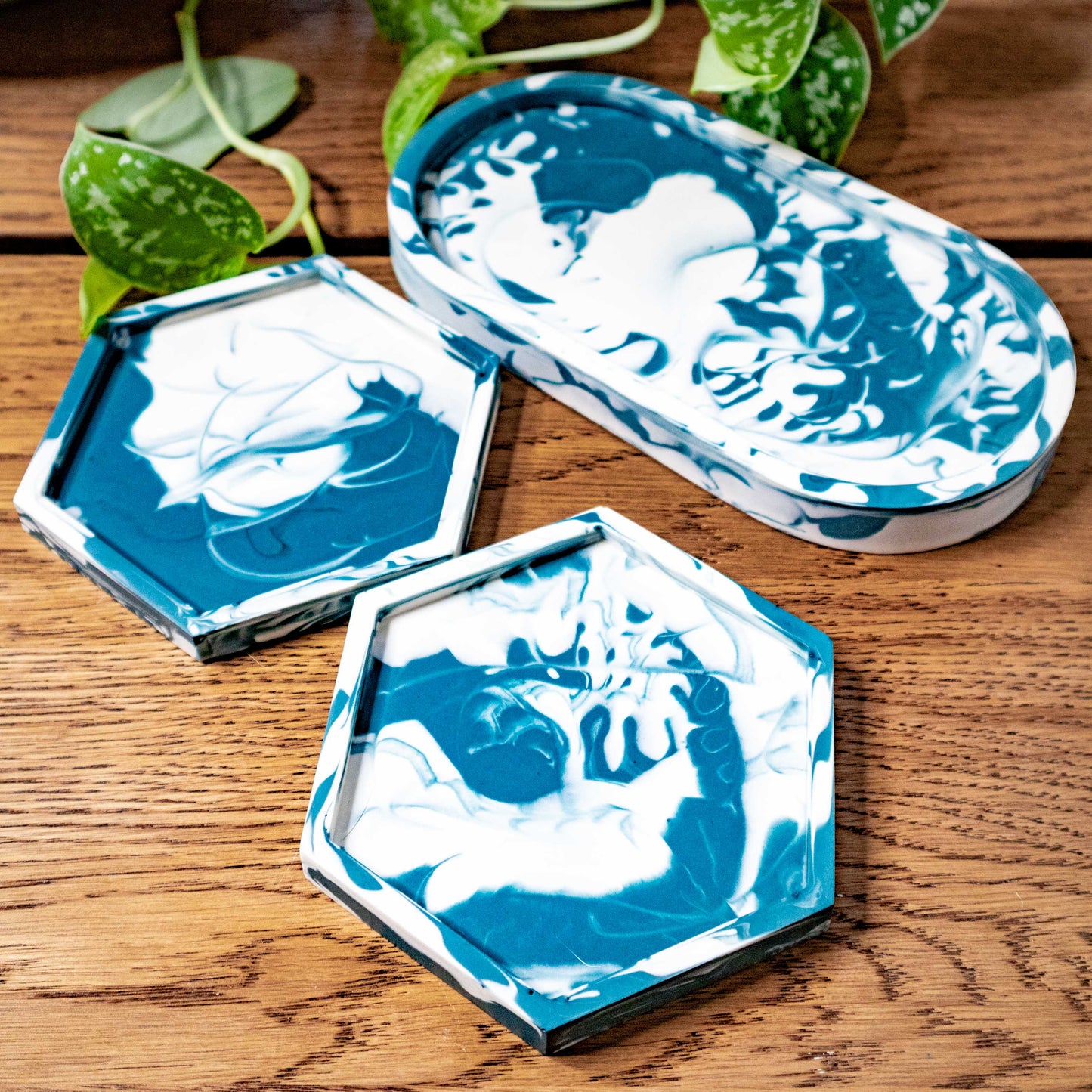 Decorative Eco Resin coaster | tray | KIT | Jesmonit | Marbled
