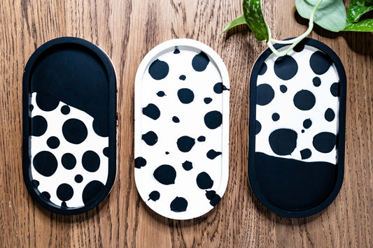 Decorative Eco Resin coaster | tray | KIT | Jesmonite | Black & white.