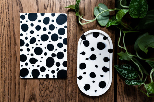 Decorative Eco Resin coaster | tray | KIT | Jesmonite | Black & white.