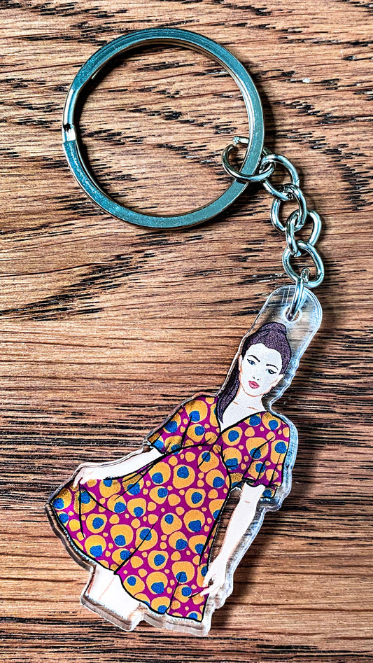 Acrylic charm Keychain | girl in dress | Acrylic | exclusive design
