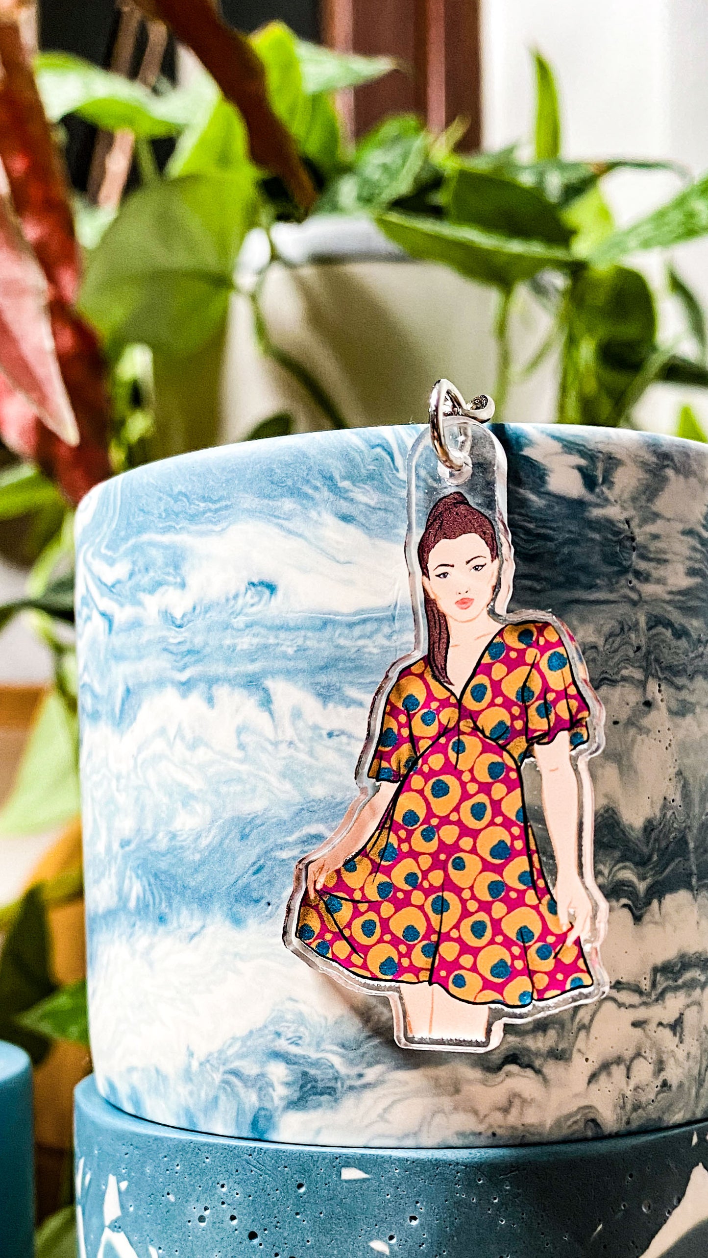 Acrylic charm Keychain | girl in dress | Acrylic | exclusive design