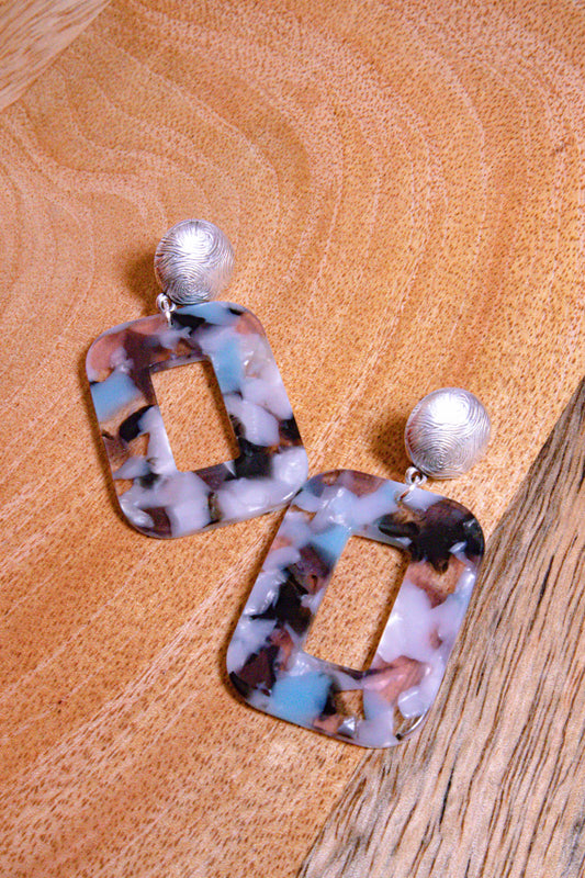 Earrings by FeSendra | acetate + silver-plated stud | blue and white