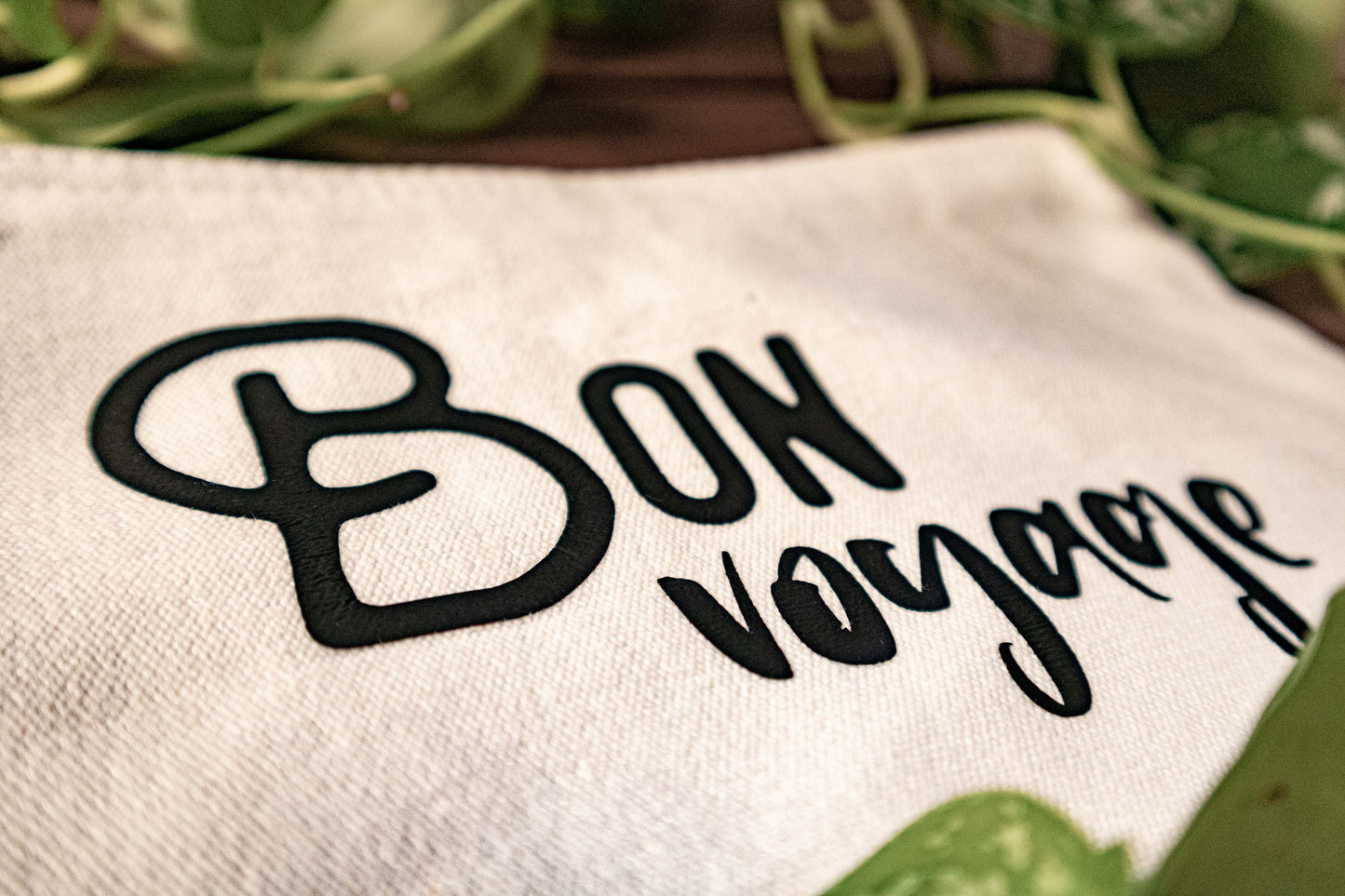 Bon Voyage - Funny Cotton Zipper Pouch for Travel, Makeup, toiletries, documents, snack, and more