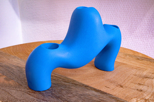 Candle holder Jesmonite blue