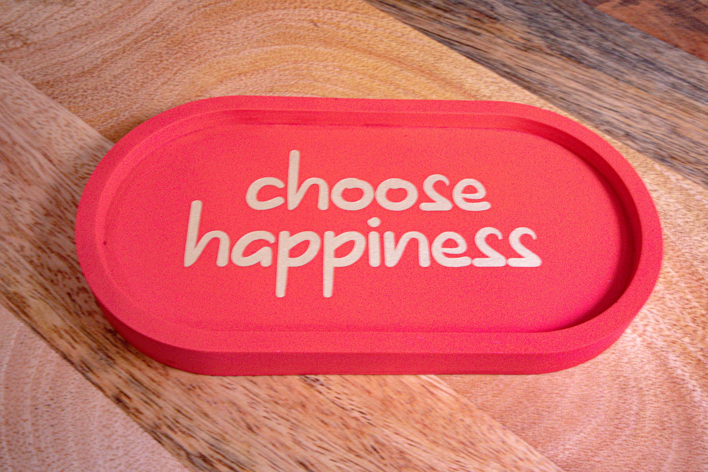 Decorative tray choose happiness | tray | Jesmonite | red and gold