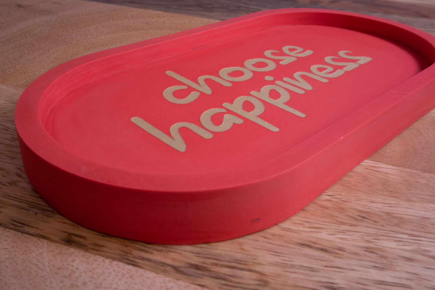 Decorative tray choose happiness | tray | Jesmonite | red and gold
