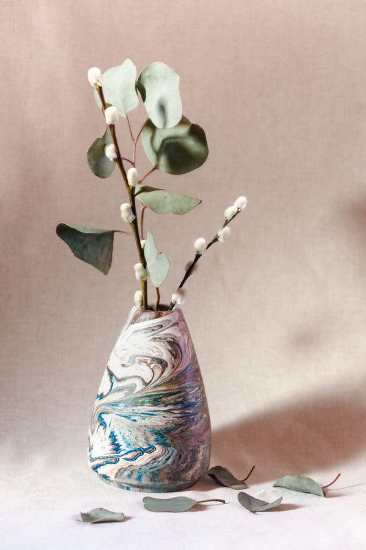 Marbled Jesmonite Flower Vase