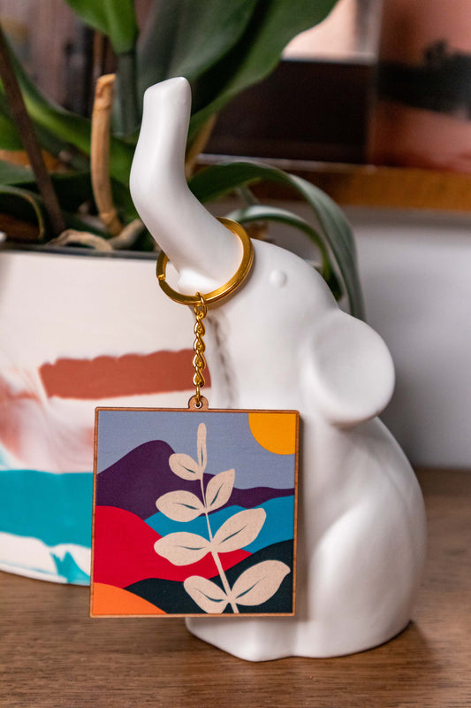 Wood charm Keychain | Sunset | exclusive design