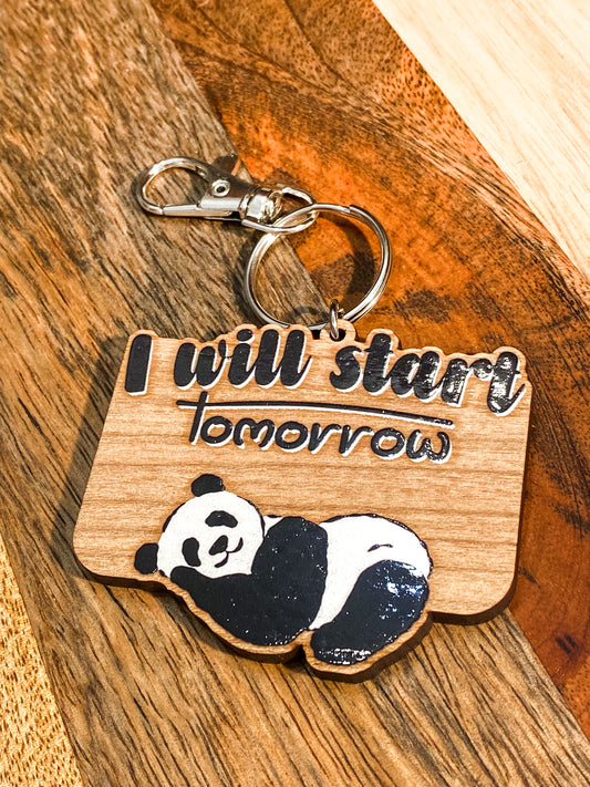 Wood charm Keychain | I will start tomorrow | exclusive design