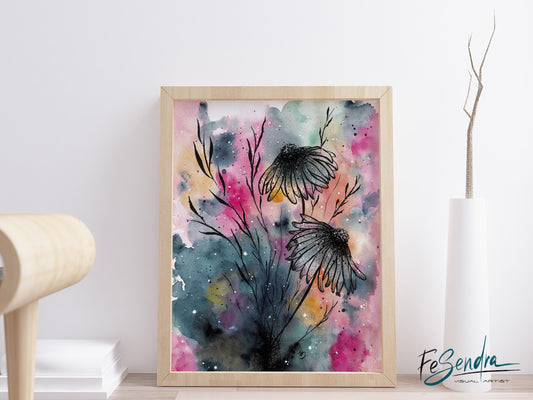 Printed Poster - Flowers and colors by FeSendra