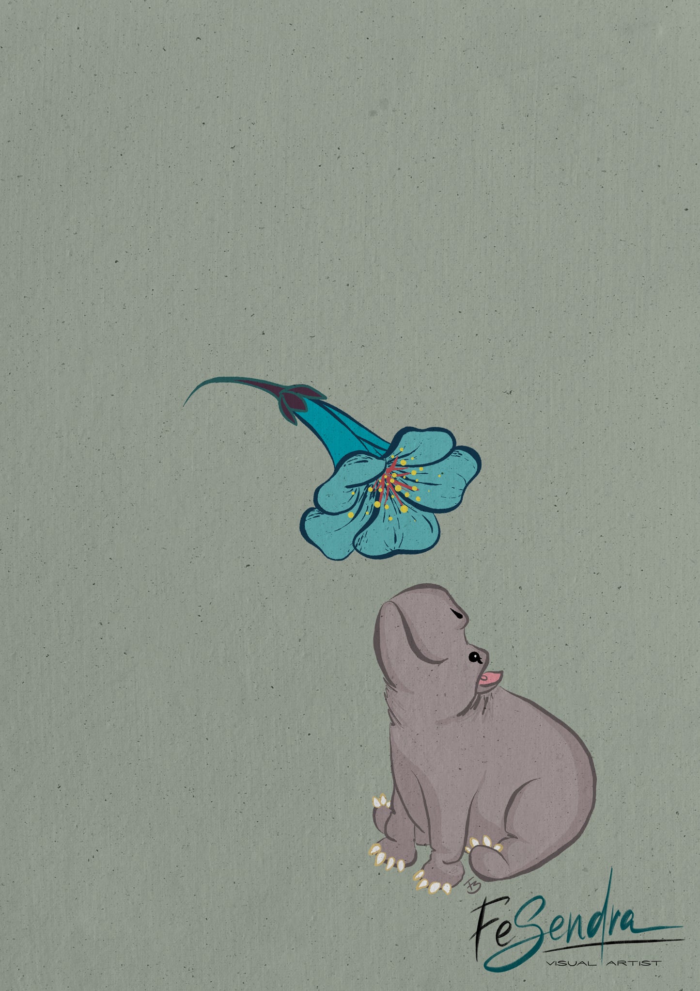 Printed Poster  | Hippos also like flowers by FeSendra