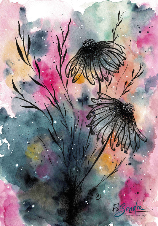 Printed Poster - Flowers and colors by FeSendra