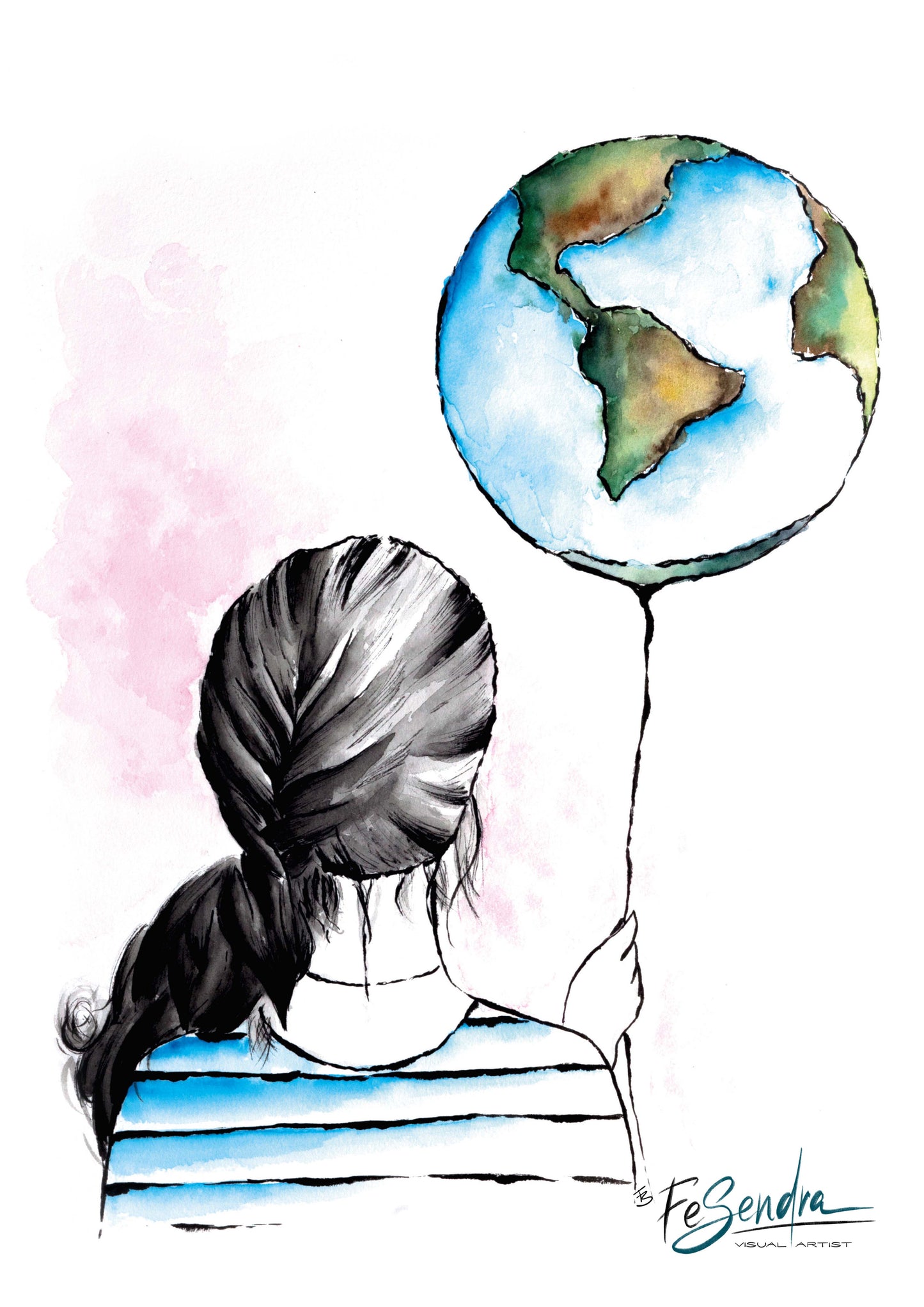 Printed Poster - The girl and the world by FeSendra